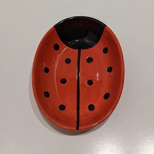 Hand Painted Clay Art Red & Black Ladybug “Bumbles” Trinket Candy Jewelry Dish
